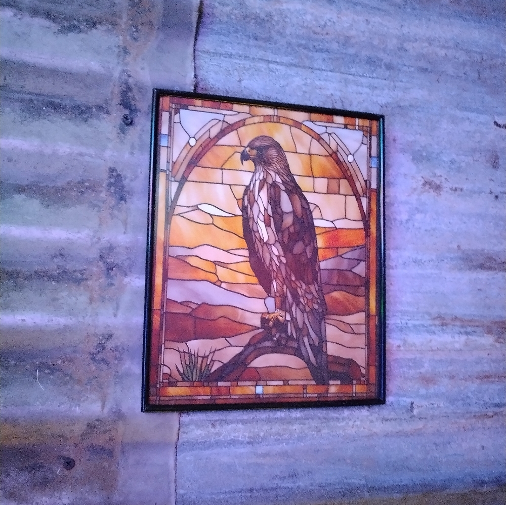 Hawk Stained Glass Style Framed Art Print By Neon Nicho